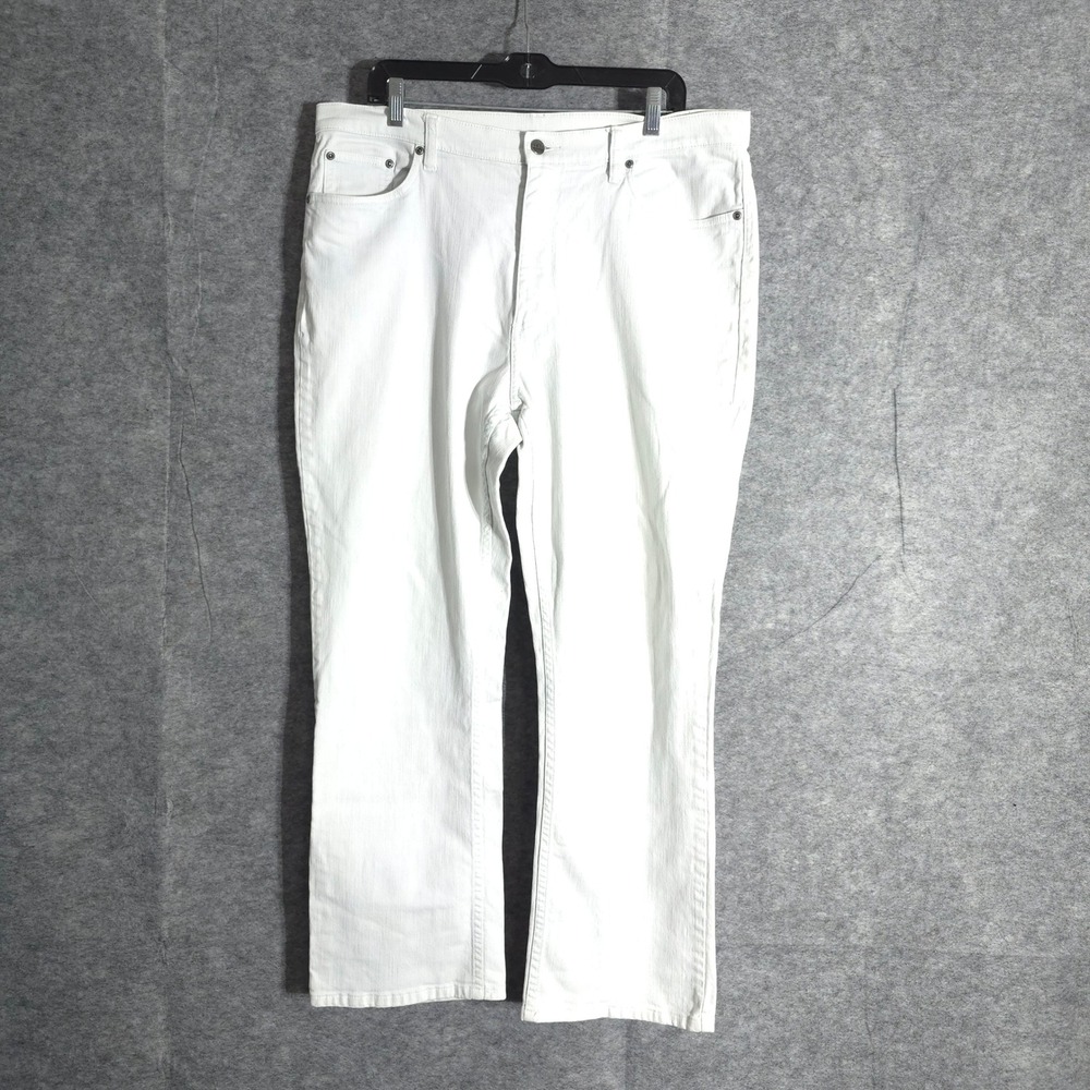 LL Bean Jeans Mens 36x30 White Classic Fit Straight Leg Denim Casual Pants Solid